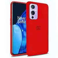 Чехол силиконовый для OnePlus 9 красный матовый бампер с микрофиброй софт тач