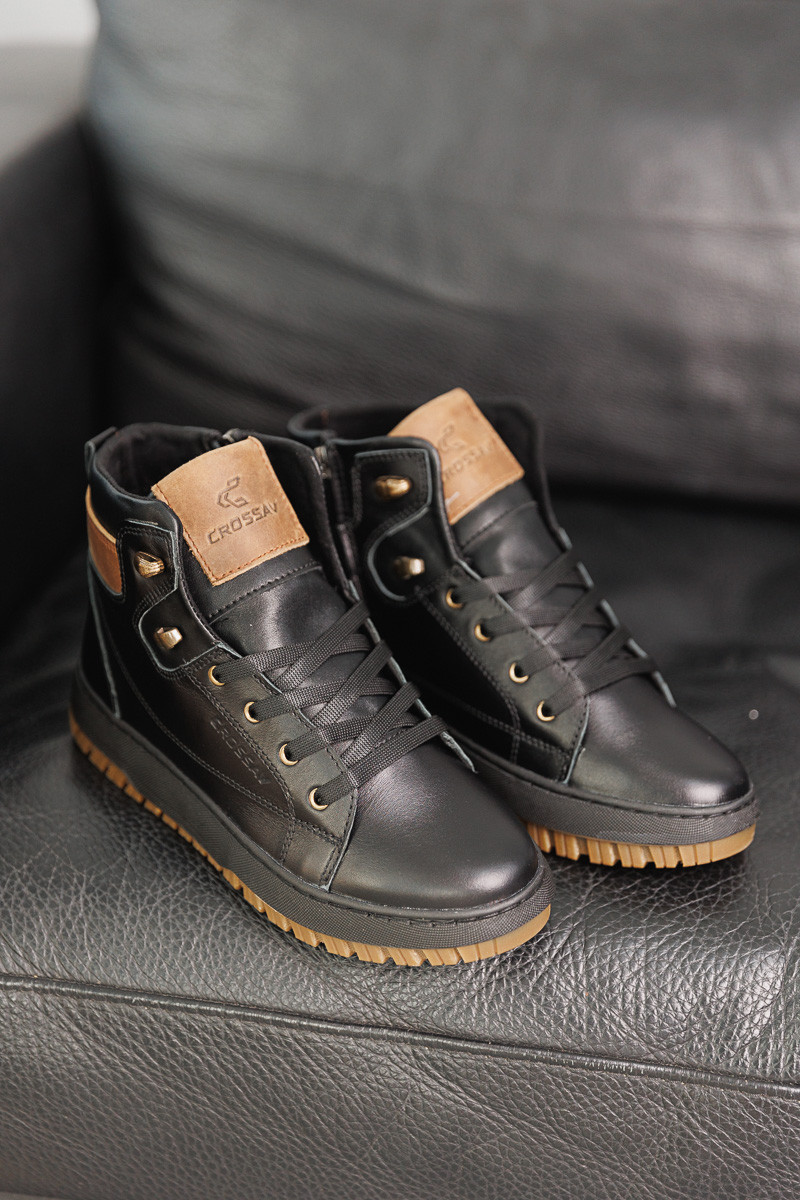 Підліткові черевики шкіряні зимові чорні CrosSAV 322 - фото 1 - id-p1968191409