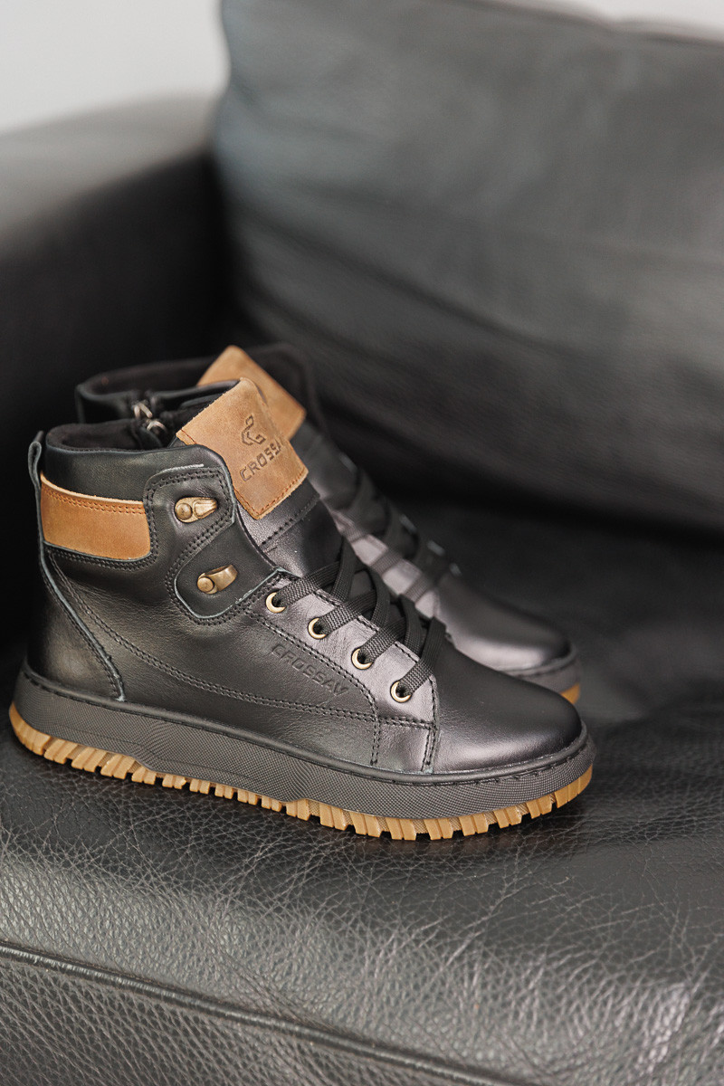 Підліткові черевики шкіряні зимові чорні CrosSAV 322 - фото 4 - id-p1968191409