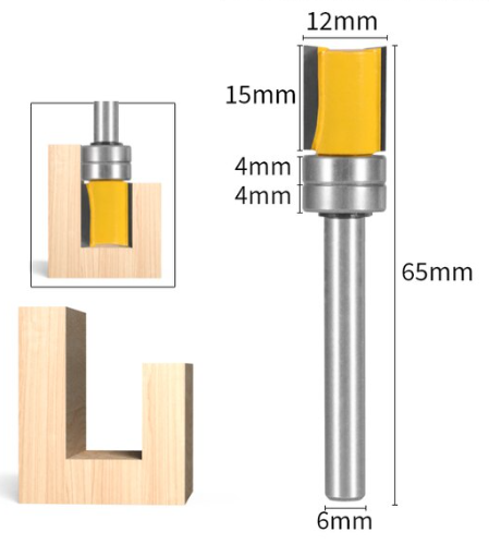 Фреза 4744 по дереву кромочная прямая с верхним подшипником 2 лезвия ...