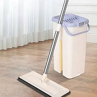 Швабра-лентяйка с ведром комплект Scratch Cleaning Mop 4.5 л с автоматическим отжимом, бежевый