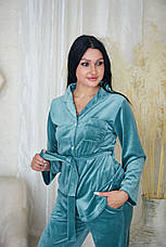 Жіноча піжама велюрова домашній костюм р.S,M,L,XL сорочка та штани, фото 6