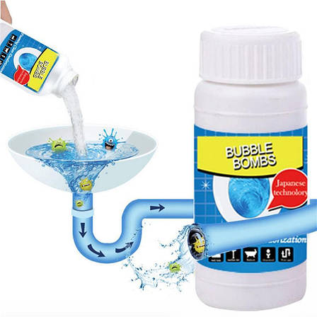 Потужний очищувач для миття та зливу Bubble Bombs 100г, ефективний засіб для чищення труб і раковин, фото 2