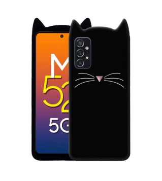 3D Чохол для Samsung Galaxy A52 A525F / A526F 4G/5G Котик з вушками і вусиками, фото 1