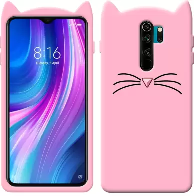 3D Чохол для Xiaomi Redmi Note 8 Pro Котик з вушками і вусиками, фото 1