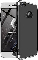 Чехол GKK 360 для Iphone 7 / Iphone 8 Бампер противоударный с вырезом Black-Silver