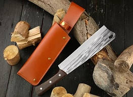 Кухонний ніж сокира CQ EWF012 (якісна сталь, дерев'яна ручка, чохол у комплекті, загальна довжина 320 мм)