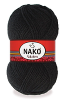 Нитки пряжа для в'язання напіввовна NAKOLEN Наколен  № 217 - чорний