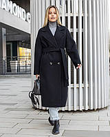 Модное и стильное пальто женское демисезонное полушерсть осень-весна оверсайз малиновое XS,S,M,L,XL,2XL,3XL Черный, 42