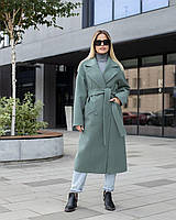 Модное и стильное пальто женское демисезонное полушерсть осень-весна оверсайз оливковое XS,S,M,L,XL,2XL,3XL Оливка, 44