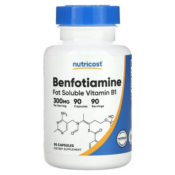 Бенфотіамін 300 мг 90 капс жиророзчинний вітамін B1 Nutricost США