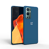 Силіконовий чохол для OnePlus 9 Pro синій матовий бампер із мікрофіброю