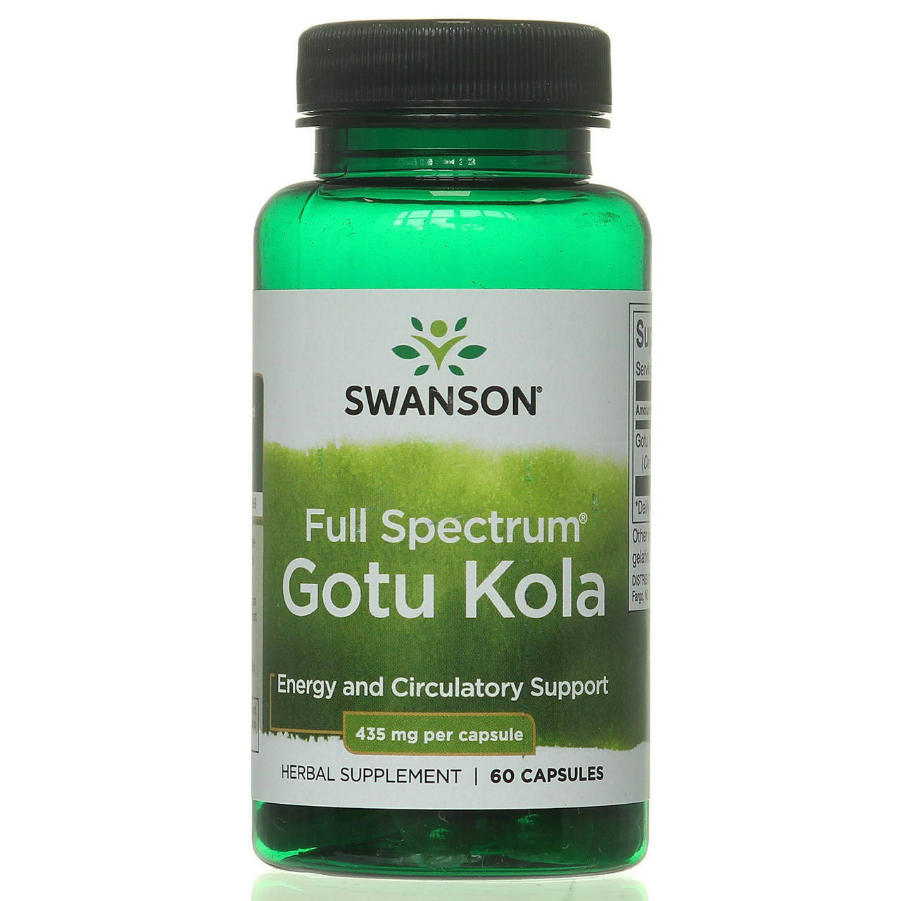 Готу колу цілісна рослина ддя пам'яті 435 мг 60 капс для мозкового кровообігу Swanson США, фото 1