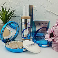 Набор косметики для макияжа с колагеном тональная основа и пудра Enough Collagen