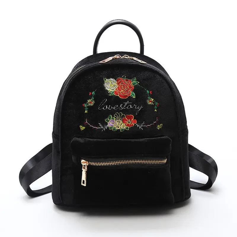Жіночий рюкзак маленький велюровий чорний
