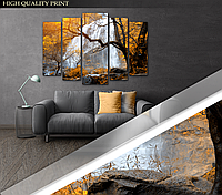 Модульна картина Poster-land у вітальню спальню Осінній водоспад Art-329_5 ( 80х118см ) Pos BS, код: 6501913
