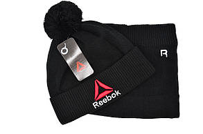 Комплект Flexfit шапка з помпоном і снуд Reebok Чорний (F-0918-62), фото 2