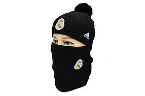 Комплект Flexfit шапка з помпоном і снуд FC Real Madrid Чорний (F-0918-78)
