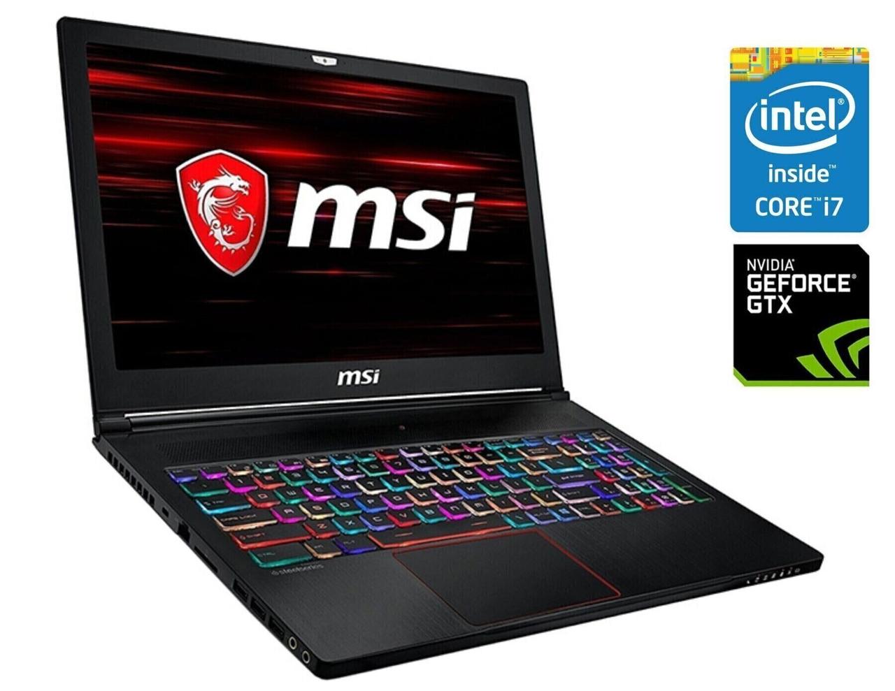 Ігровий ноутбук MSI MegaBook GS63 Stealth 8RE/ 15.6" 1920x1080/ i7-8750H/ 16GB RAM/ 512GB SSD/ GTX 1060 6GB