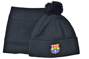 Комплект Flexfit шапка з помпоном і снуд FC Barcelona 53-57 см чорна (F-0918-588), фото 2