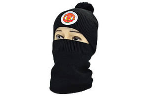 Комплект Flexfit шапка з помпоном і снуд FC Manchester United 53-57 см чорна (F-0918-591), фото 2