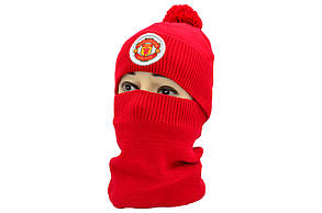 Комплект Flexfit шапка з помпоном і снуд FC Manchester United 53-57 см червона (F-0918-592), фото 2