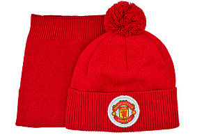 Комплект Flexfit шапка з помпоном і снуд FC Manchester United 53-57 см червона (F-0918-592), фото 2