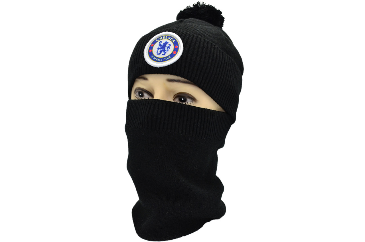 Комплект Flexfit шапка з помпоном і снуд FC Chelsea 53-57 см чорна (F-0918-593)