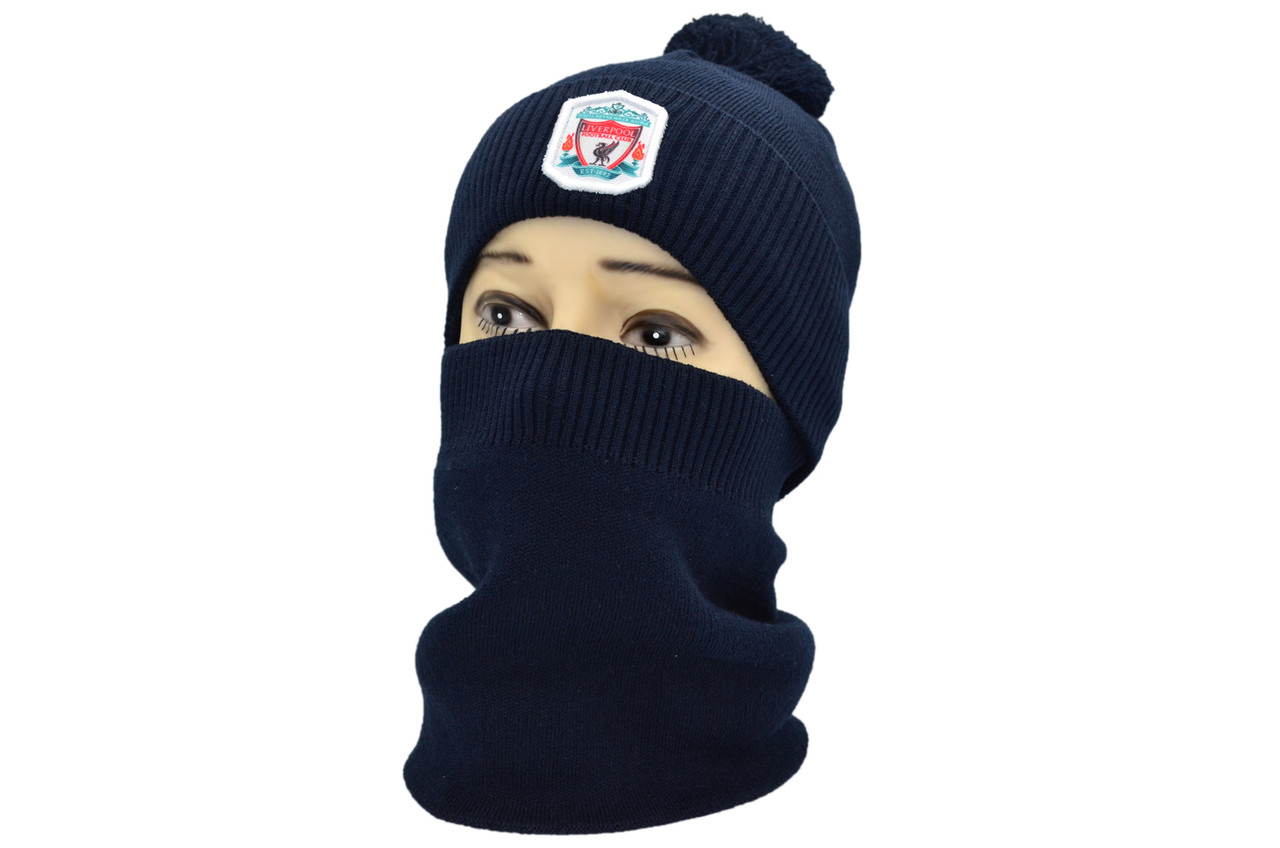Комплект Flexfit шапка з помпоном і снуд FC Liverpool 53-57 см темно-синя (F-0918-596)