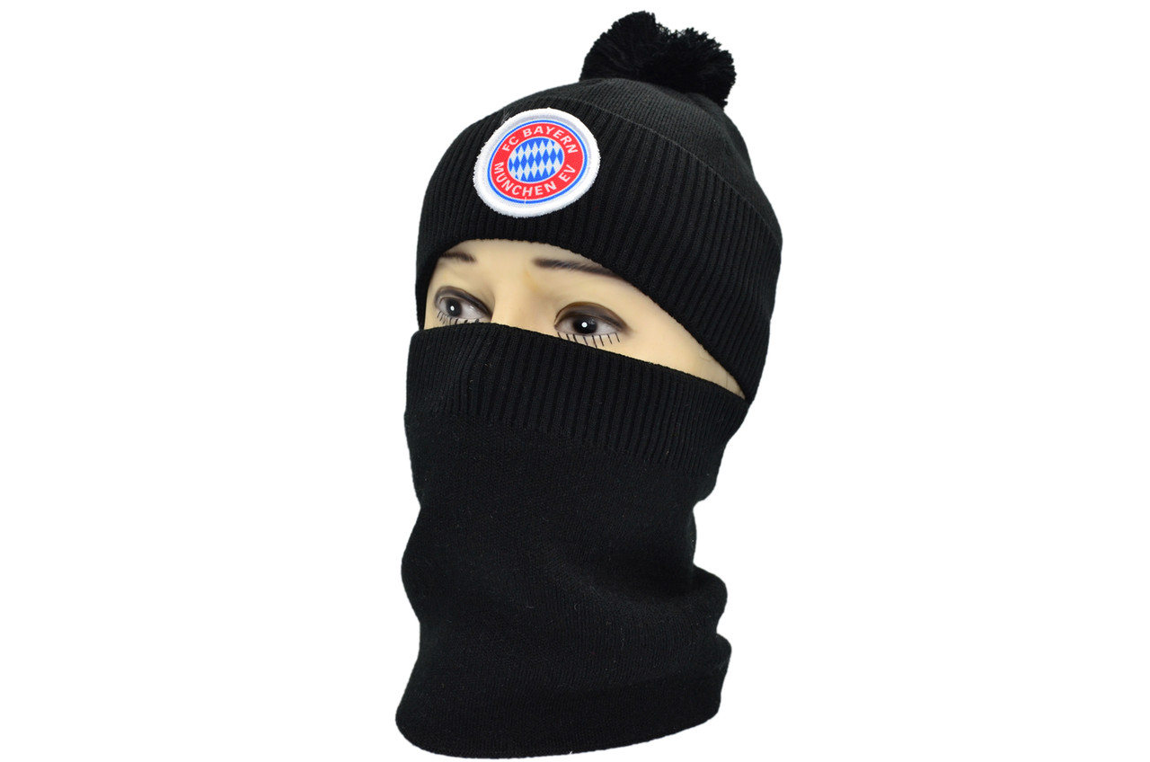 Комплект Flexfit шапка з помпоном і снуд FC Bayern Munchen 53-57 см чорна (F-0918-598)