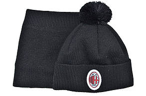 Комплект Flexfit шапка з помпоном і снуд FC Milan 53-57 см чорна (F-0918-600), фото 2
