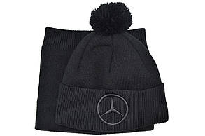 Комплект Flexfit шапка з помпоном і снуд Mercedes 55-59 см чорний (F-0918-636), фото 2