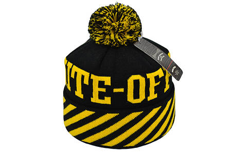 Шапка з помпоном Flexfit Off-White 53-57 см жовто-чорна (F-0918-621), фото 1