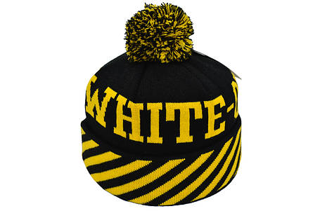 Шапка з помпоном Flexfit Off-White 53-57 см жовто-чорна (F-0918-621), фото 3