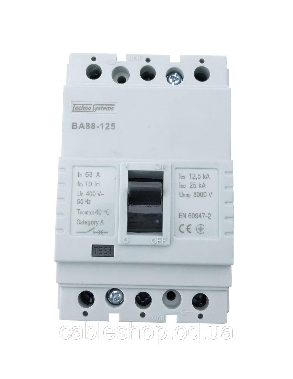 Вимикач автоматичний ВА88-125 3Р 63А 25 кА TNSy, фото 1