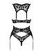 (SALE) Комплект білизни Obsessive Donna Dream 3-pcs set XS/S Black, бюстгальтер, стрінги, пояс для панчіх, фото 5