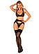 Комплект білизни Obsessive Donna Dream 3-pcs set XL/2XL Black, бюстгальтер, стрінги, пояс для панчіх, фото 7