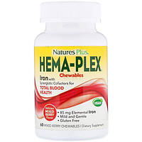 Микроэлемент Железо Nature's Plus Hema-Plex 60 Chewables Mixed Berry BF, код: 7572606