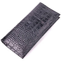 Вертикальный бумажник из натуральной фактурной кожи KARYA 21433 Черный AM, код: 8061474