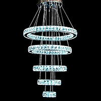 Большая подвесная Led люстра хрустальные кольца 7201/12 HR