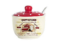 Сахарница 2242-11/1 с ложкой 450мл Happy Kitchen (d-11см, h-7,5см) (без упаковки) ТМ SNT BP