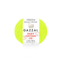 Пряжа Gazzal Baby Cotton 25 (Беби Коттон 25) 3462 салатово желтый неон