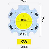 Світлодіодний модуль COB LED 2B3C 3W 6000K Холодний білий (2011: 20 mm / 11 mm)