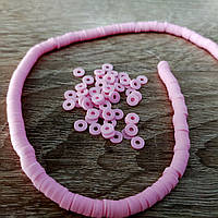 Плоские бусины из полимерной глины Ø6 мм цвет - розовый