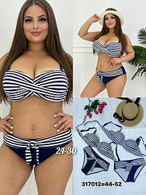 Гарний купальник знімні бретелі Sisianna 317012 синьо-білий на 48 50 52 54 56 розмір