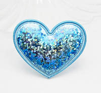 Аппликация мягкая, патч "Сердечко" голограмма, 3,5 см, голубой