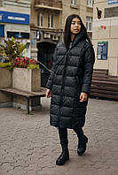 Жіноча зимова куртка довга до -15°С Megan чорна | Парка Пуховик жіночий зимовий | Пальто з капюшоном