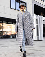Модне і стильне жіноче демісезонне пальто напіввовна осінь-весна оверсайз сіре Шанель XS,S,M,L,XL,2XL,3XL