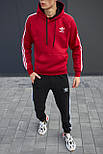 Спортивний костюм чоловічий Adidas теплий зимовий на флісі худі + штани чорний Туреччина. Живе фото, фото 2