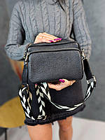 Женская сумка кросс-боди на плечо кожаная итальянская с декоративным ремешком Vera Pelle.